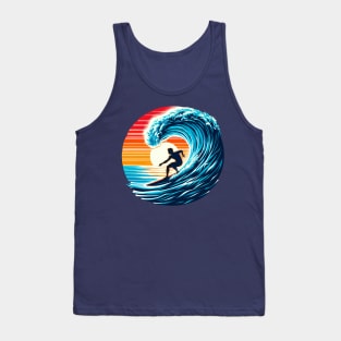 Sunset Surfer Wave Surfing Summer Waves Surf Beach Vacation Surfing Lifestyle Ocean Life Surfing Tank Top